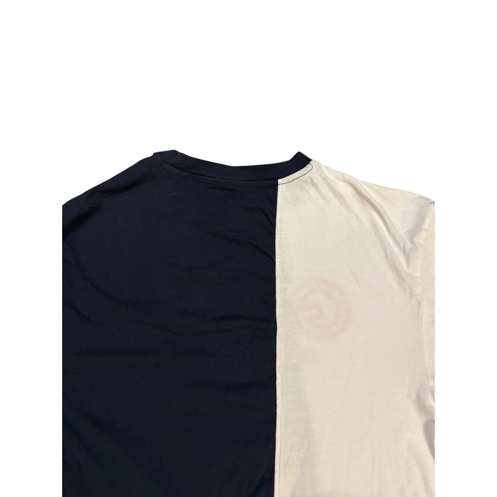 Guess Colorblock Graphic Tee White Blue Mens Size Medium Spellout Embroidered - Picture 6 of 8
